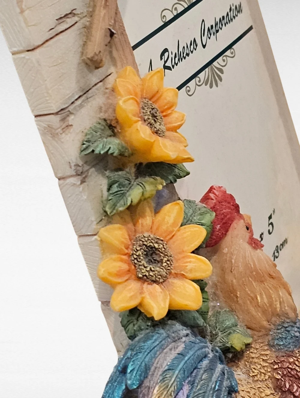 Vintage A. Richesco Corporation Rooster Sunflower Resin Picture Frame